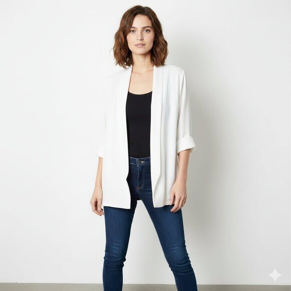 Wilfred Aritzia Blazer Jacket Kimono Open front Off white 3/4 length Sleeve XXS - Picture 4 of 16